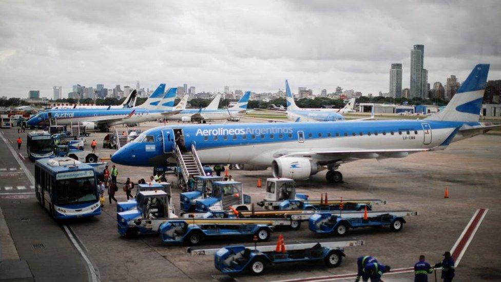 Planes at a Buenos Aires airport