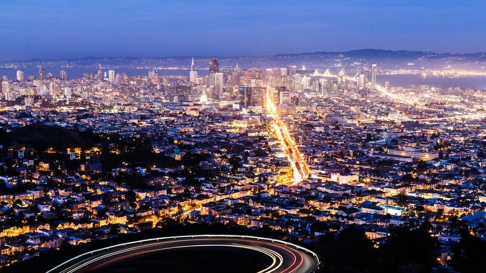 Aerial view of San Francisco part of the region that makes up Silicon Valley