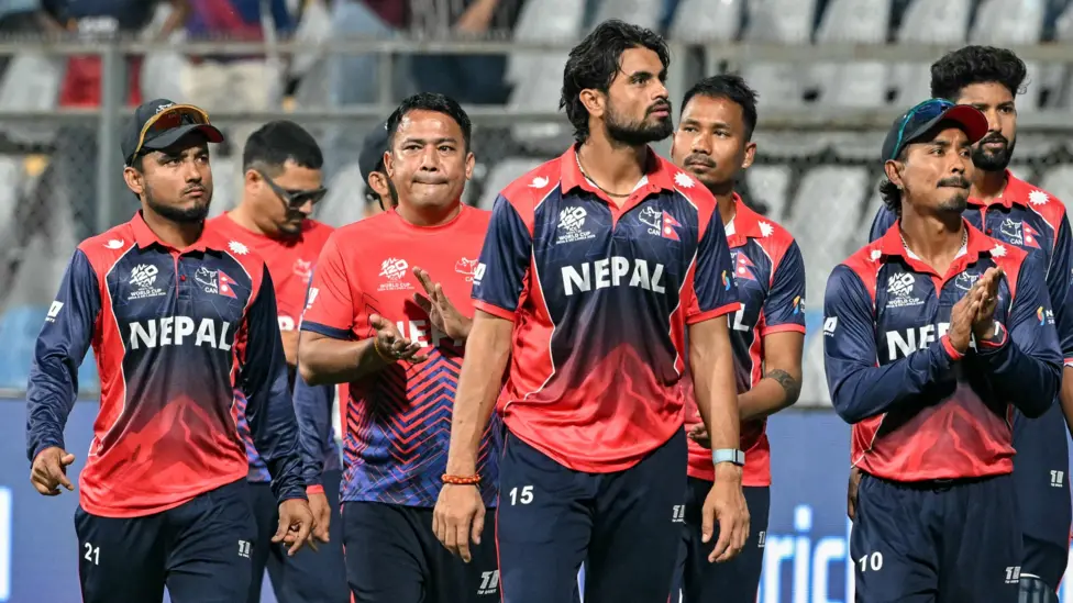 Nepal's players do a lap of honour