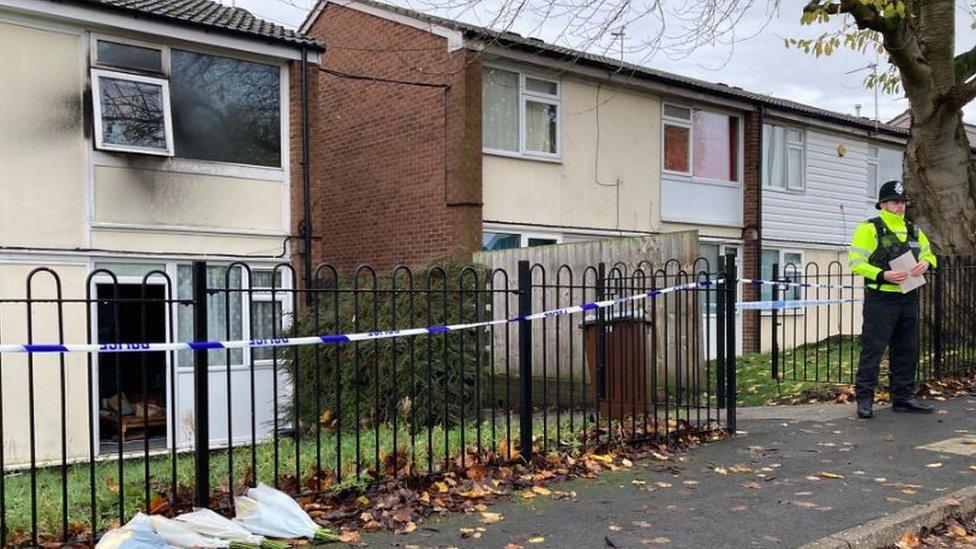 Police cordon at flat