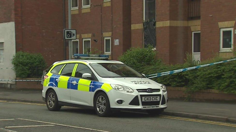 Police car outside the property