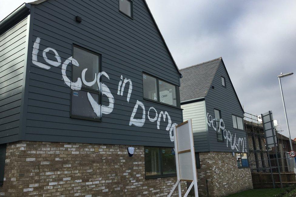 Graffiti on homes in Chesterton