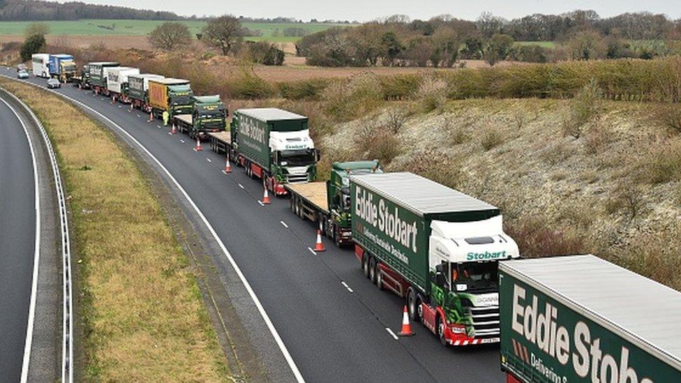 Lorries in formation