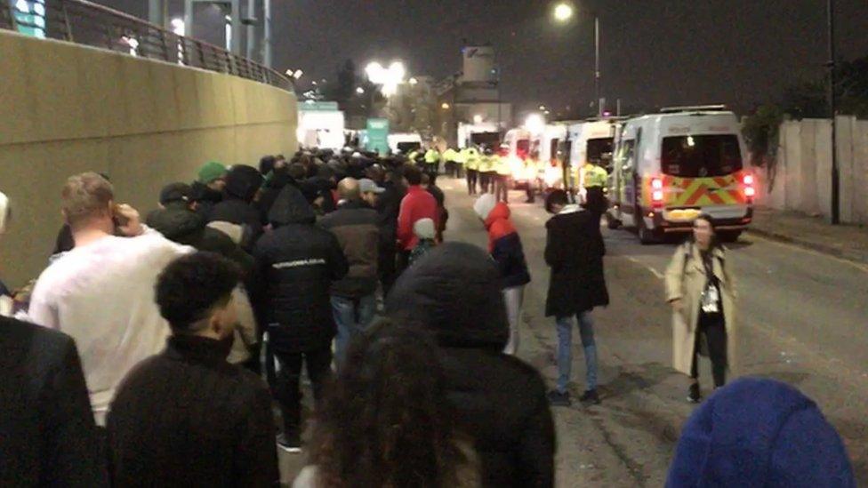 Fans queue at Wembley