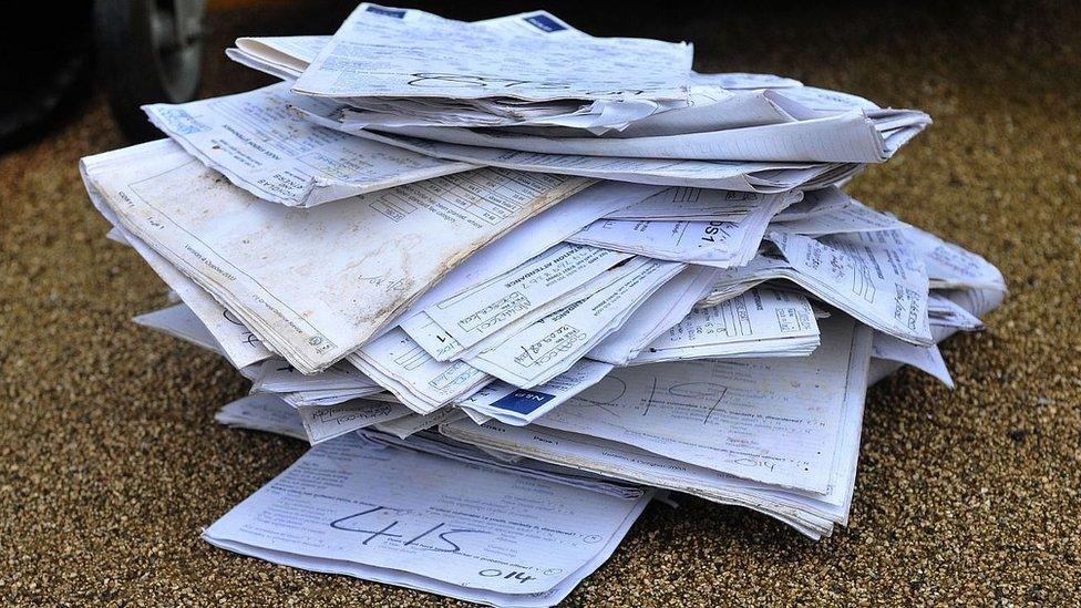 Documents found in a bin