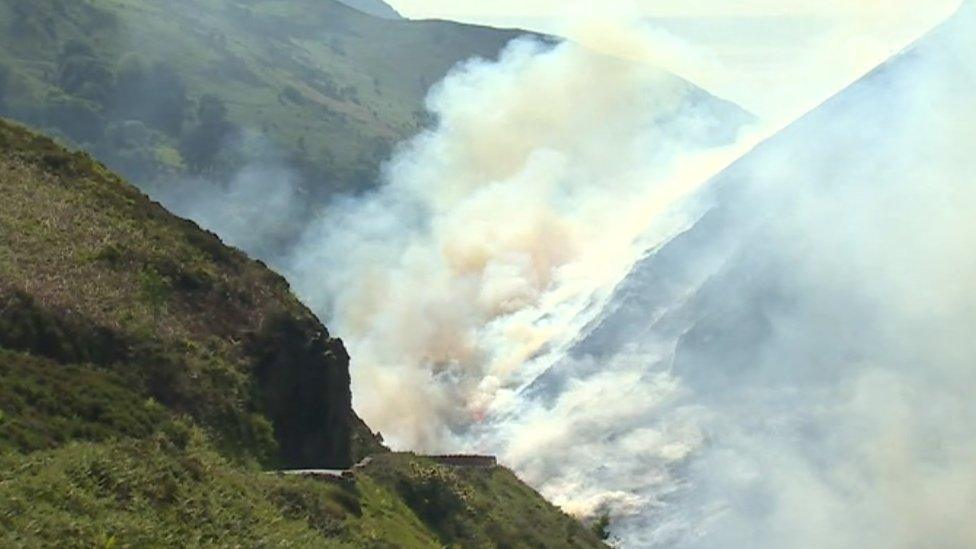 A gorse fire on Alltwen, Conwy