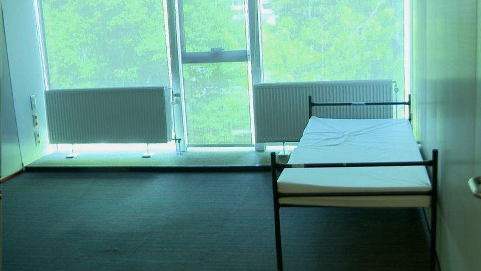 Office converted into bedroom in Helmut Kohl building