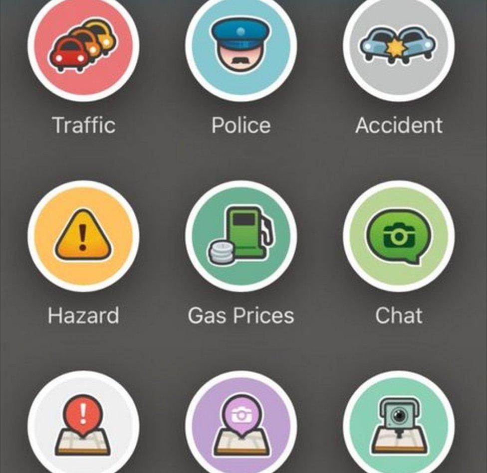 Waze reporting icons