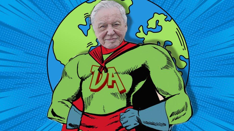 Sir David Attenborough as a superhero.