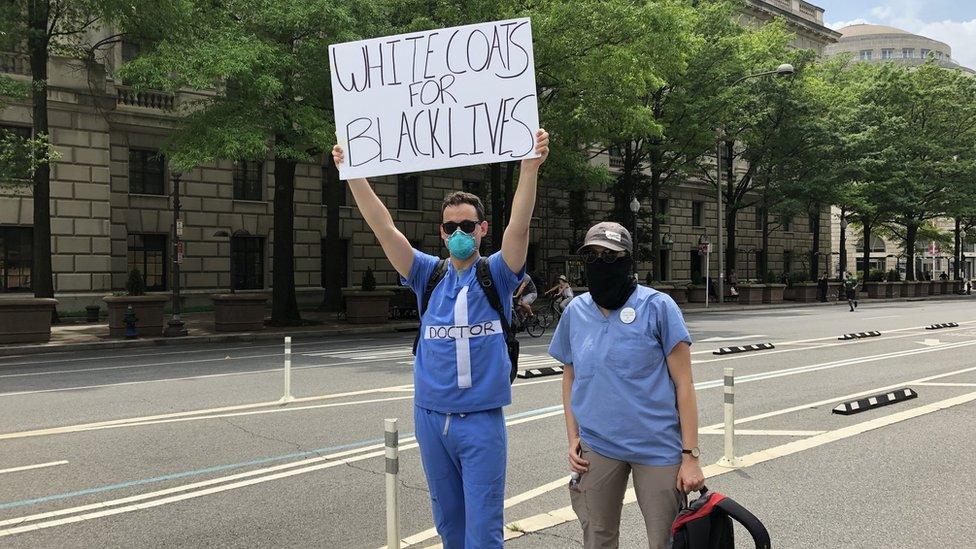 Ben Longwell and Justine Summers at the DC protests on Saturday 6 June