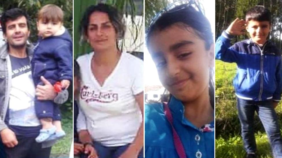 Rasoul Irannejad, 35, and 15-month-old Artin, Shiva Mohammad Panahi, 35, Anita, nine, and Armin, six