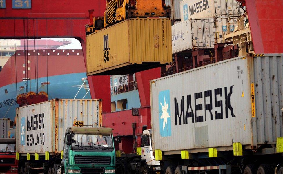 Shipping containers at a Chinese port