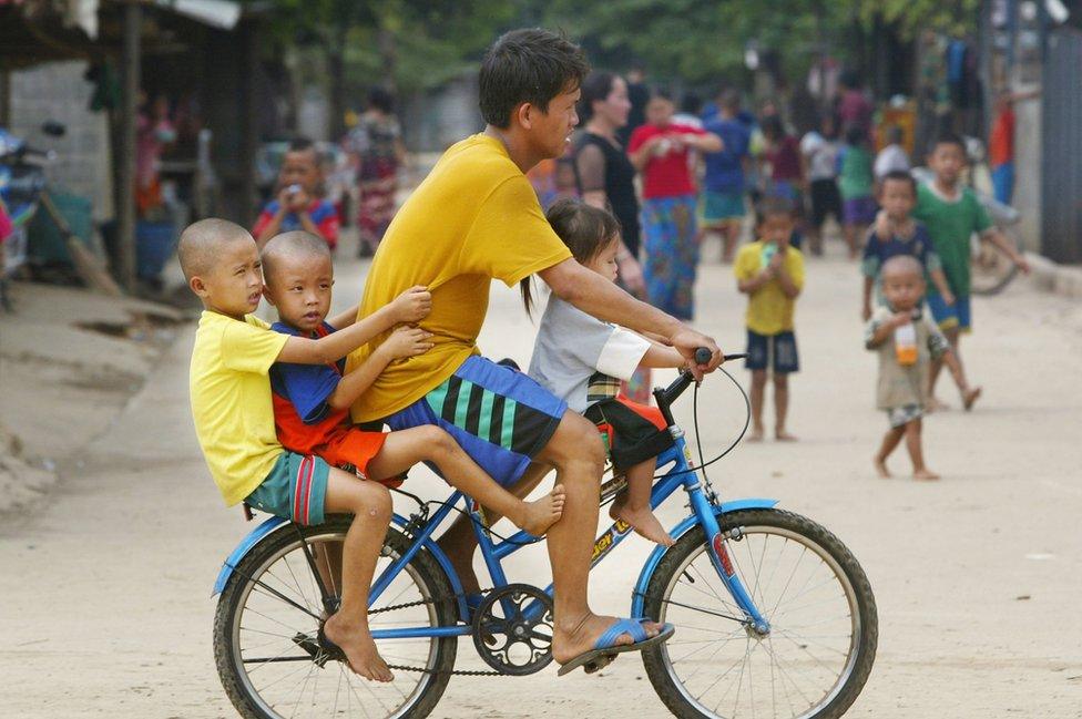 Family at refugee camp in Thailand