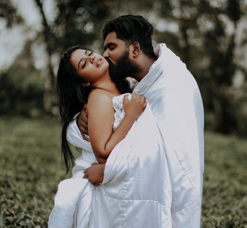 Lekshmi and Hrushi Karthik at their wedding photoshoot