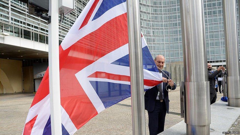 Union flag being lowered