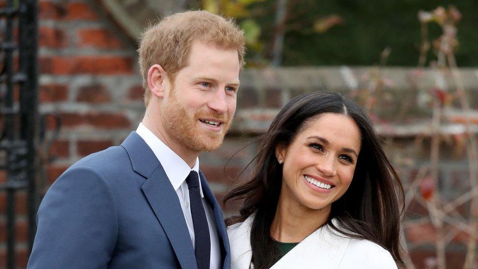 Prince Harry and Meghan at the announcement of their engagement