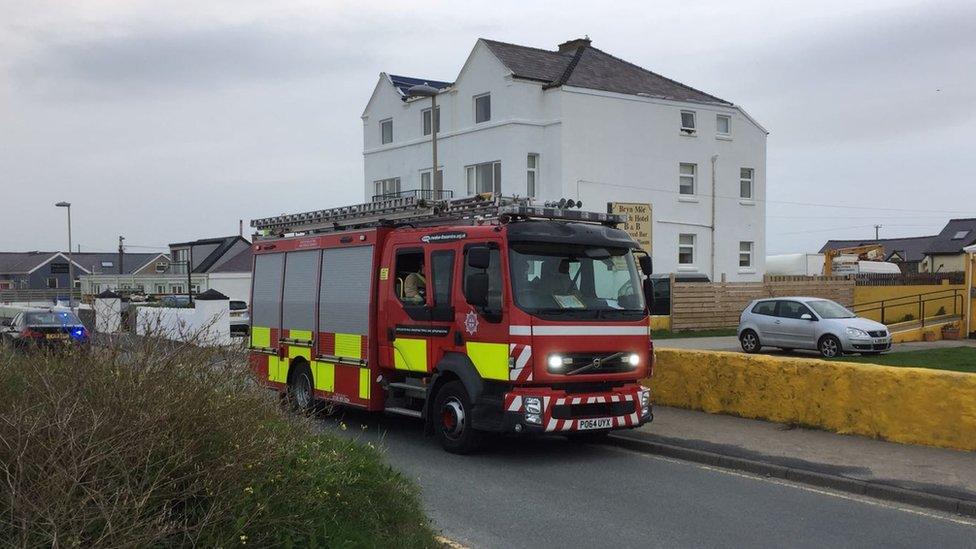 Firefighters at Caernarfon Aiport