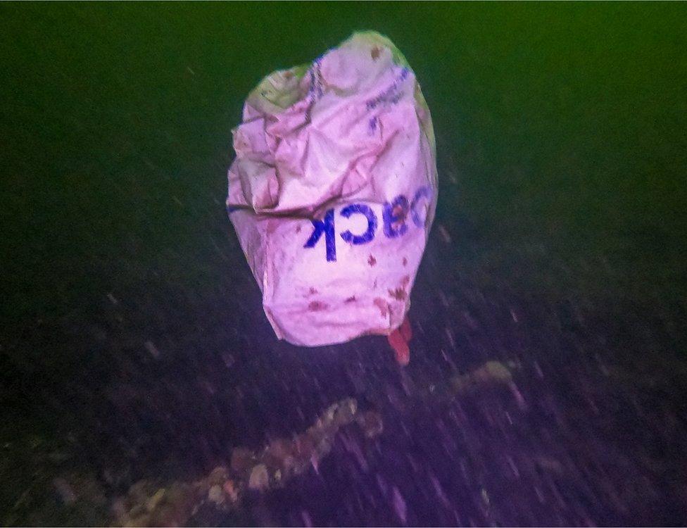 A photo of a plastic shopping bag in waters around Scotland