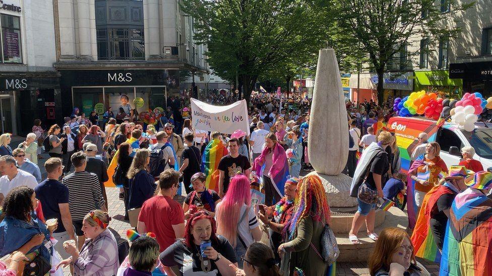 The march takes place through the city centre