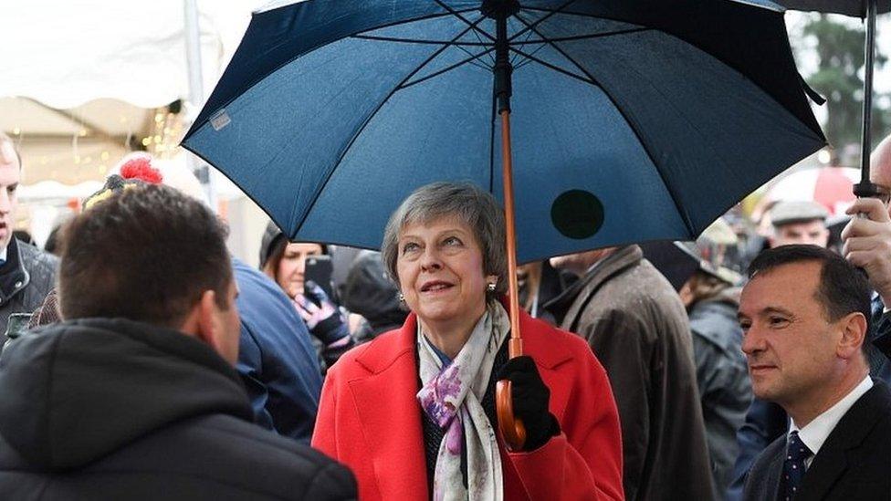 Theresa May on a visit to the Royal Welsh Winter Fair at Builth Wells