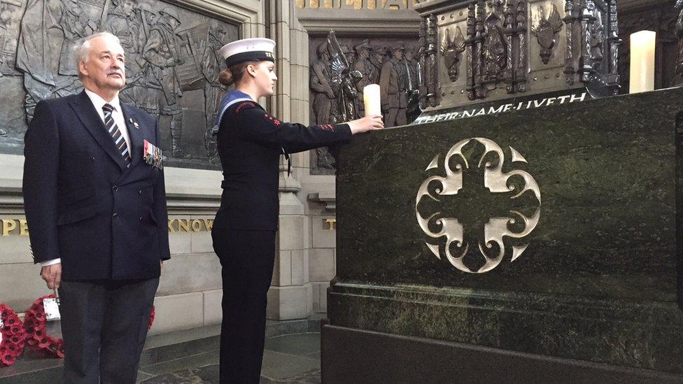 Able cadet Samantha Kaszuba (L) and descendant, Alan Hamilton (R) Pic: Steven Cassidy