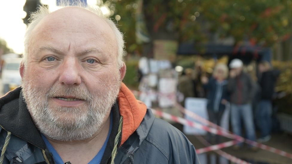 Simon who has been protesting the felling of an oak tree in Rochford