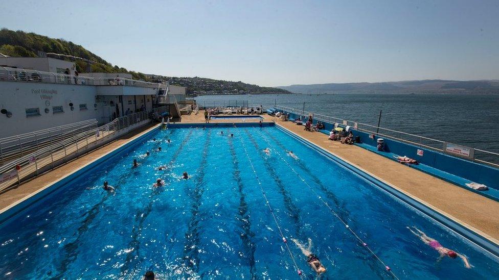 Swimmers at Gourock outdoor pool