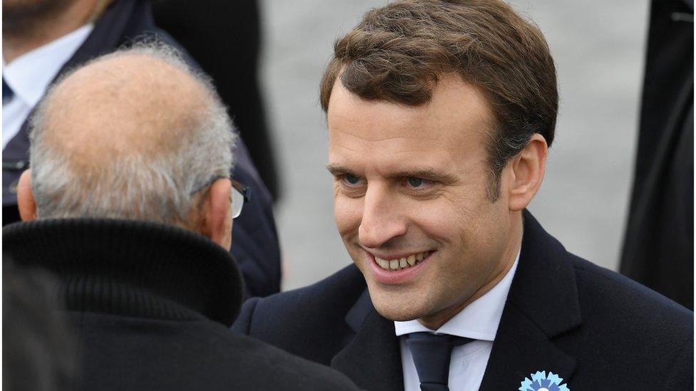 Emmanuel Macron attends a ceremony to mark Victory in Europe in Paris, 8 May