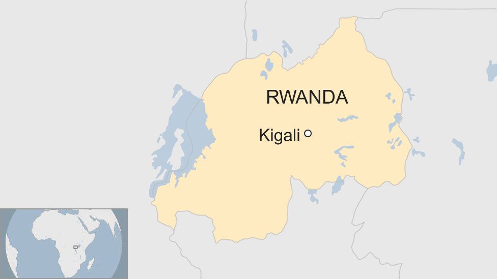 A map showing the location of Kigali in Rwanda