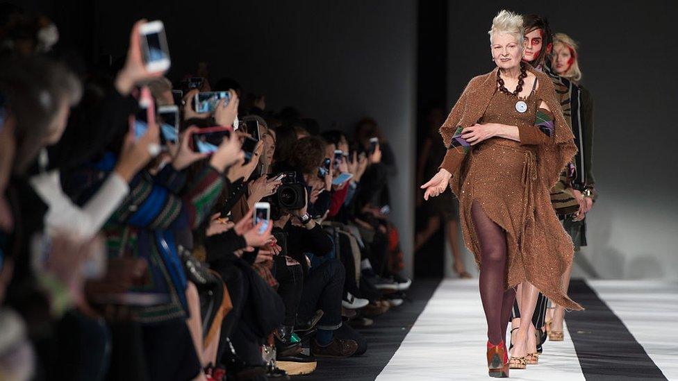 Vivienne Westwood on the runway in London in 2015