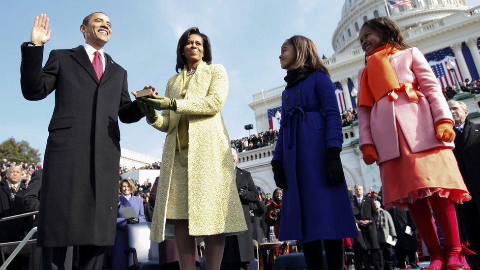 Barack and Obama and his family