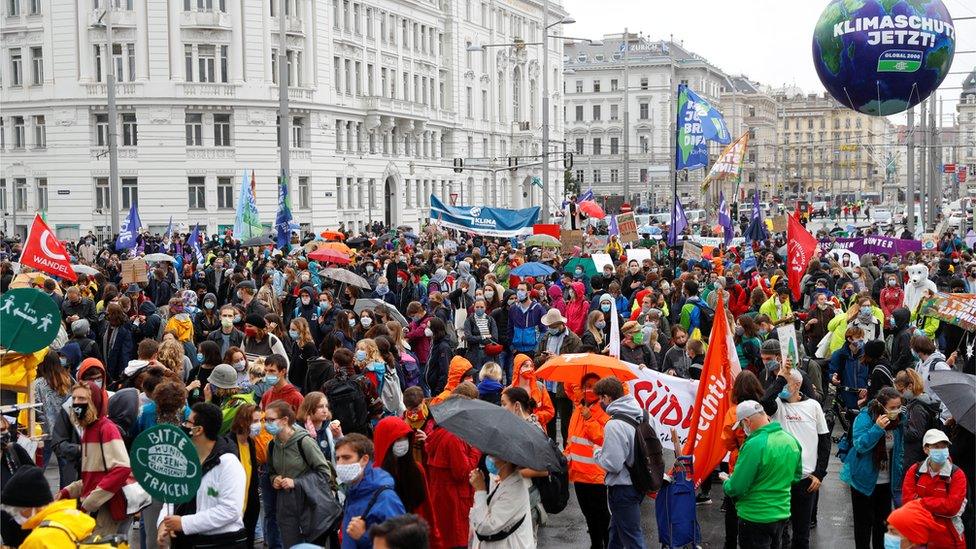 climate change protestors in Vienna