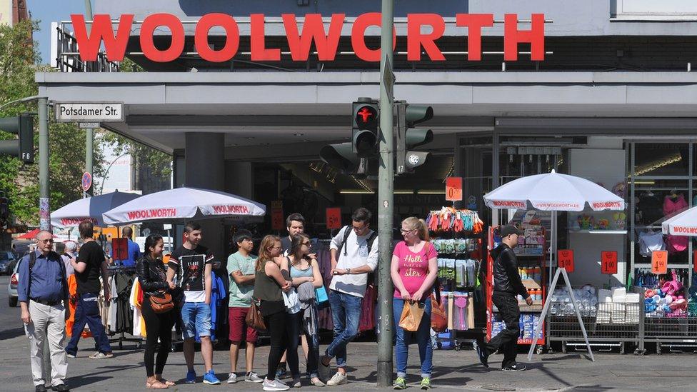 Woolworth in Germany with lots of people outside