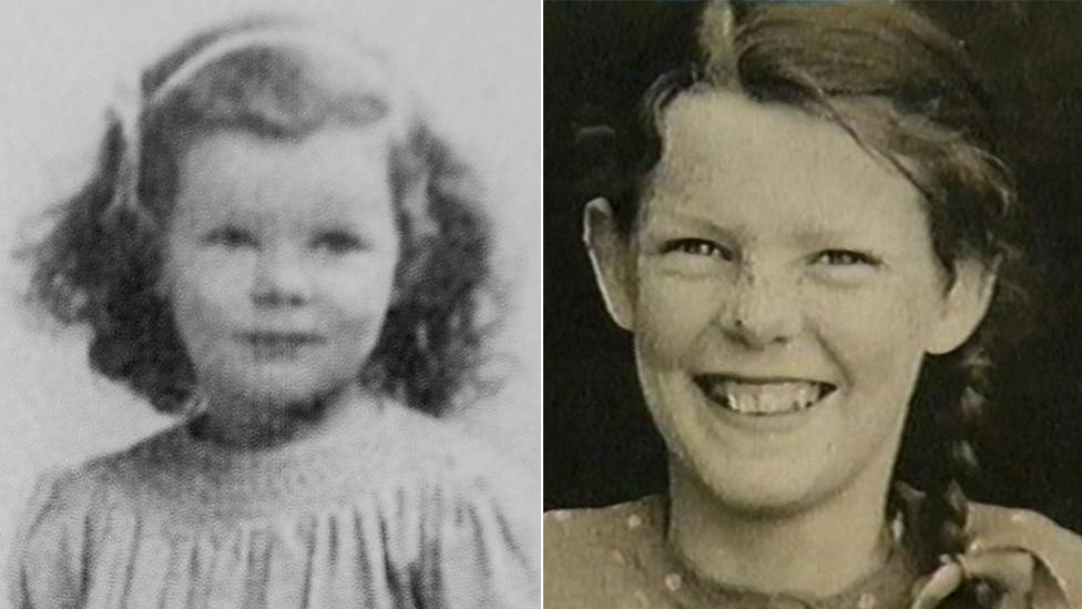 Two portrait photos of Anthea when she was a child