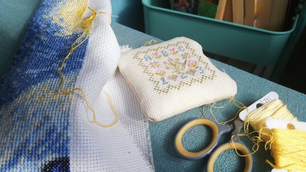 Embroidery in progress