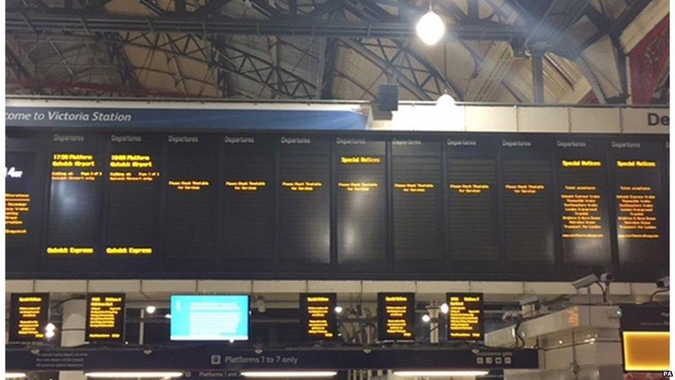 Departure board at Victoria station