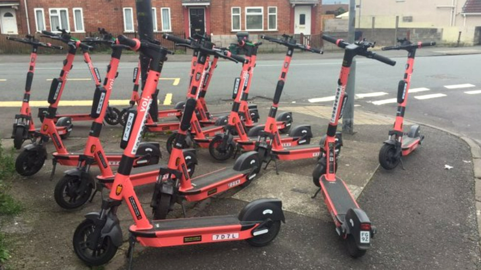 Voi e-scooters on Gloucester Road in Bristol