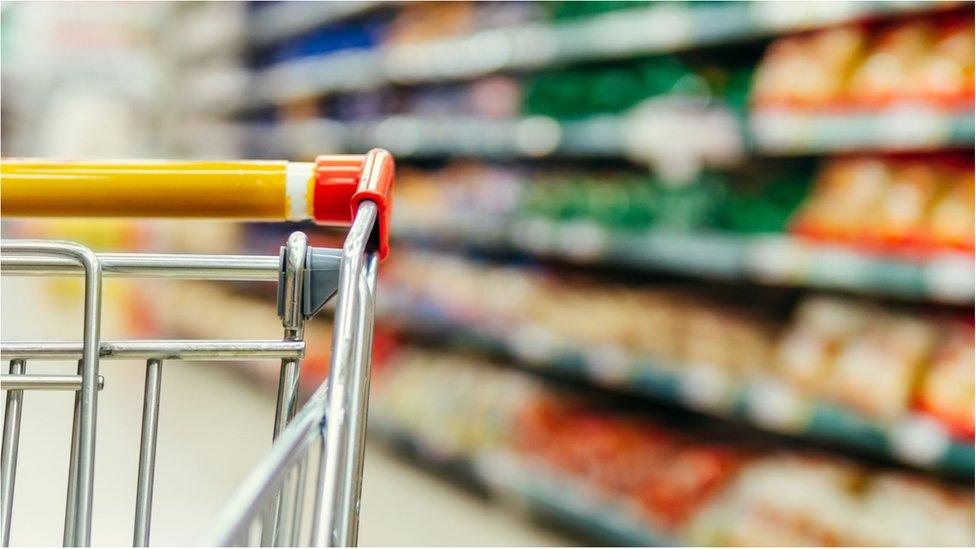 Shopping trolley in supermarket