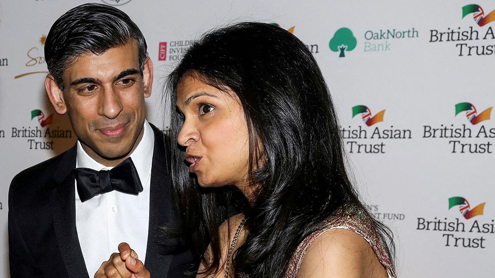 Akshata Murty with her husband, Rishi Sunak, February 2022