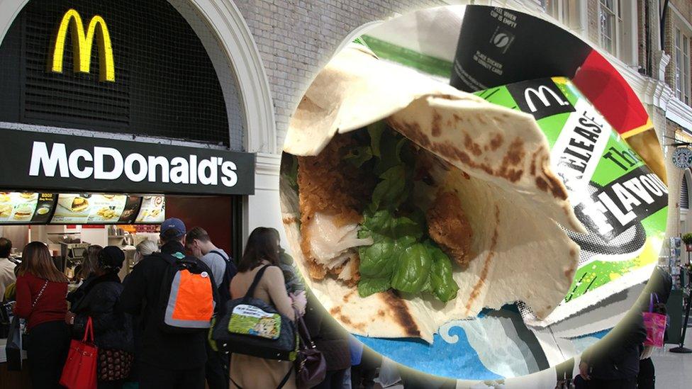 McDonald's veggie wrap with chicken