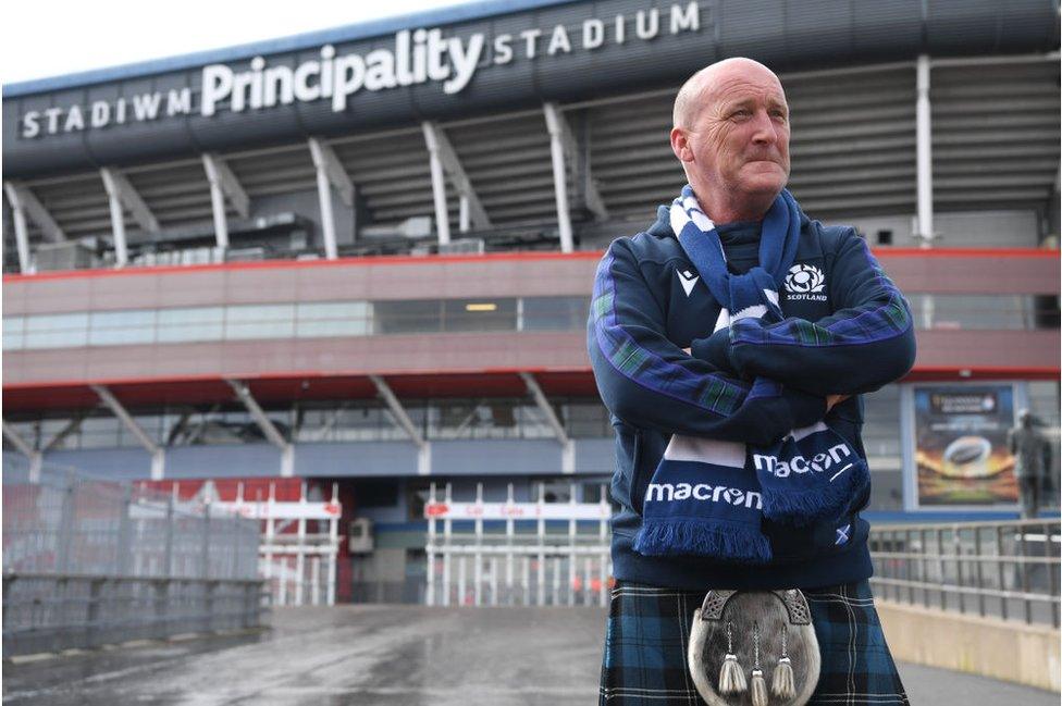 Fan outside Principality stadium