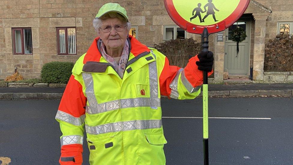 Long serving lollipop lady Mary Fisher, 87.