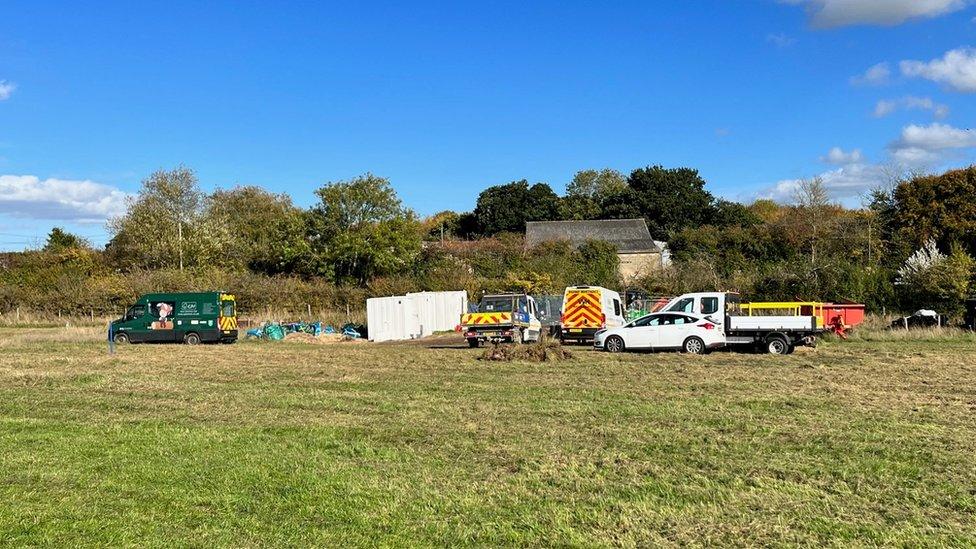 Vehicles at site of Eynsham park and ride site