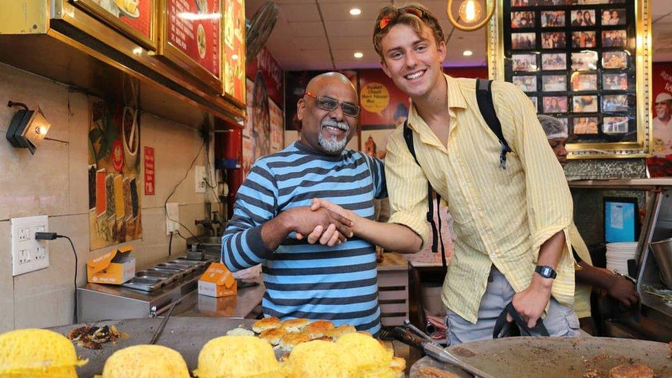 Ben Hollis at legendary Royal Café in Lucknow, India