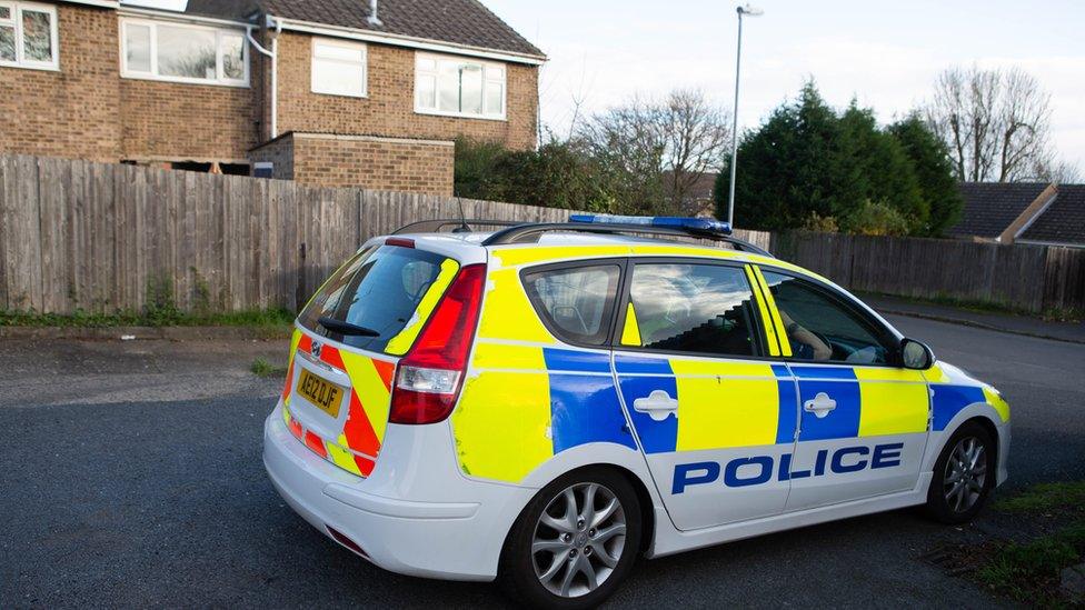 Police car in Wykes Road, Yaxley