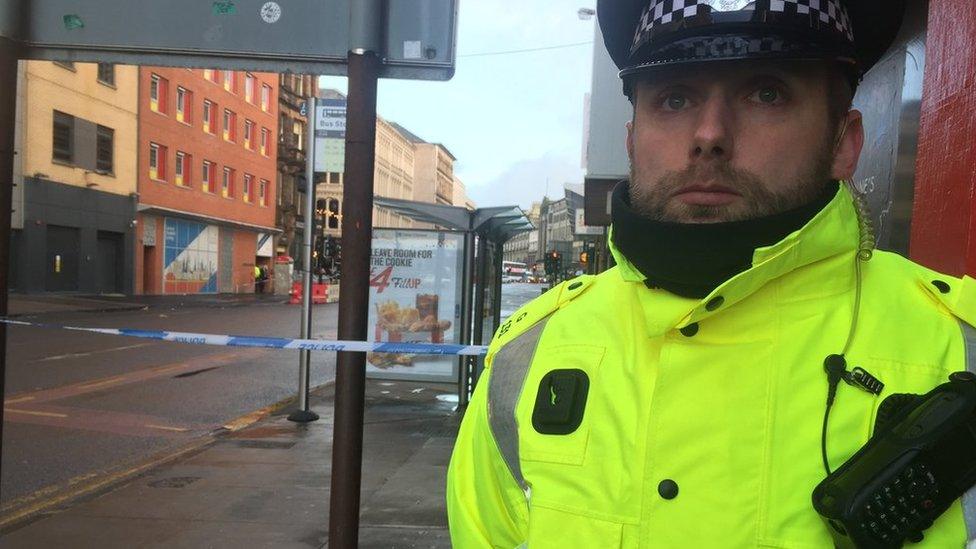 \police officer at Jamaica Street in Glasgow