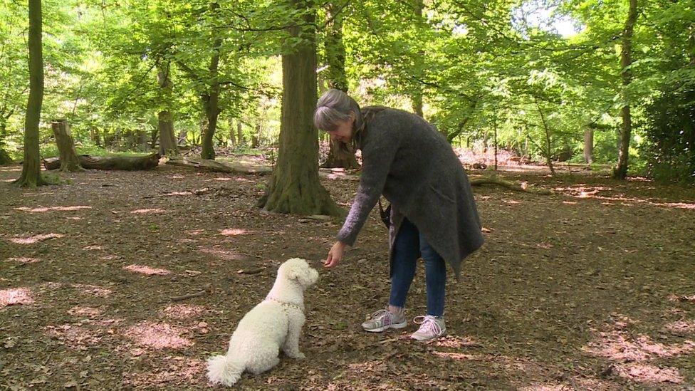 Laura Hutton and her dog