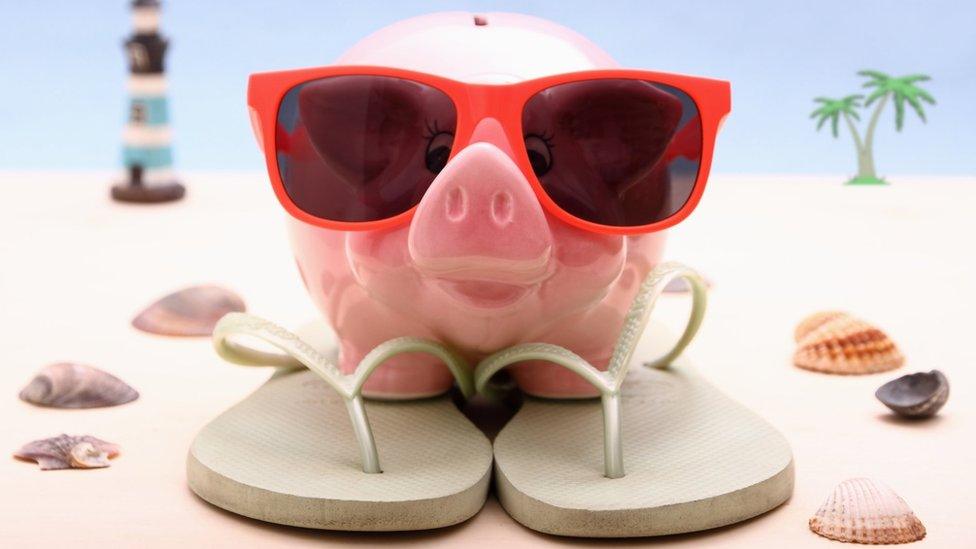 A piggy bank on holiday