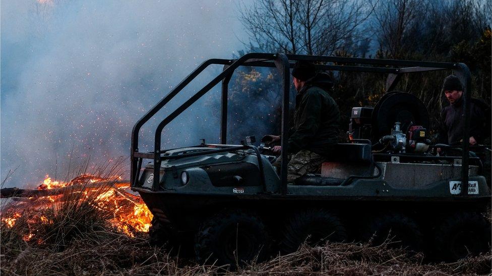 An off road vehicle at the blaze