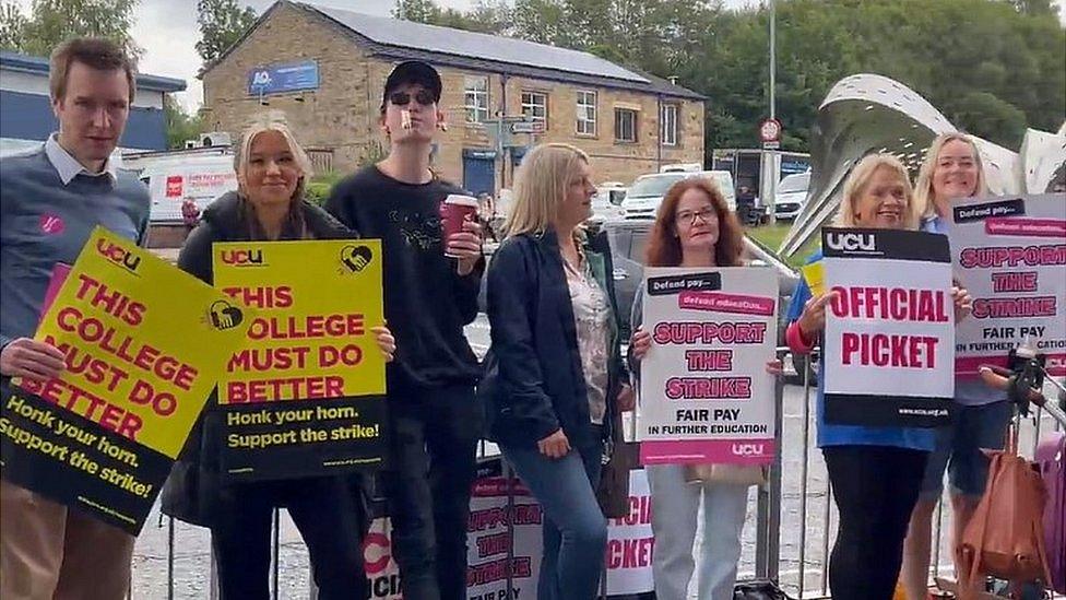 Staff picket line at Burnley College